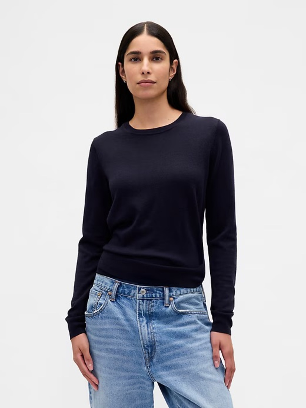 GAP 100% Merino Wool Crewneck Sweater - Navy